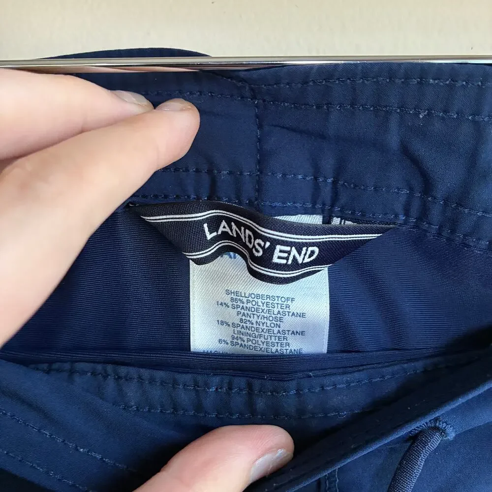Lands' End blue swim shorts women's 16 drawstring waist pockets inner lining